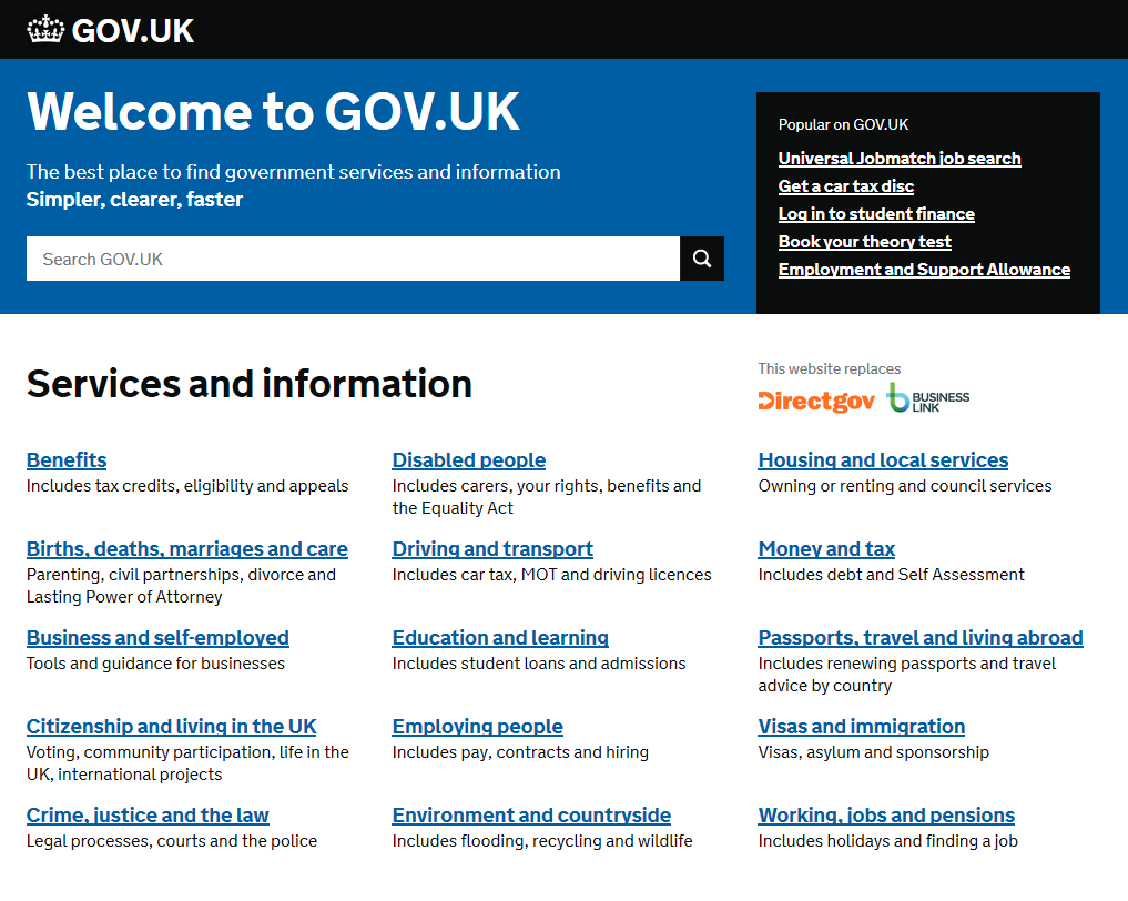 gov.uk screenshot