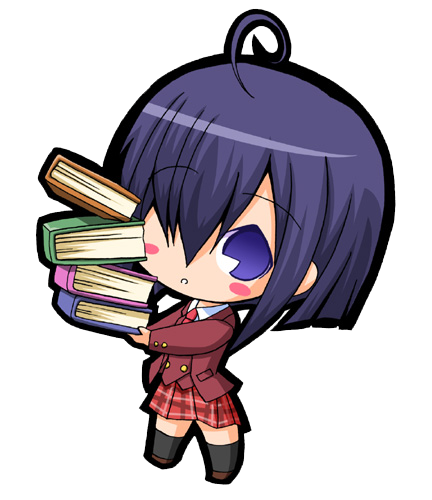 anime girl holding a stack of books